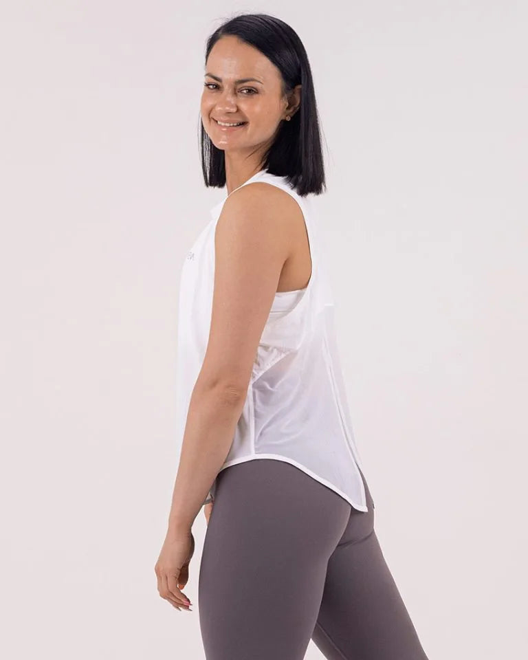 VEVAwear Casual Sleeveless Shirt Ultra White – side view