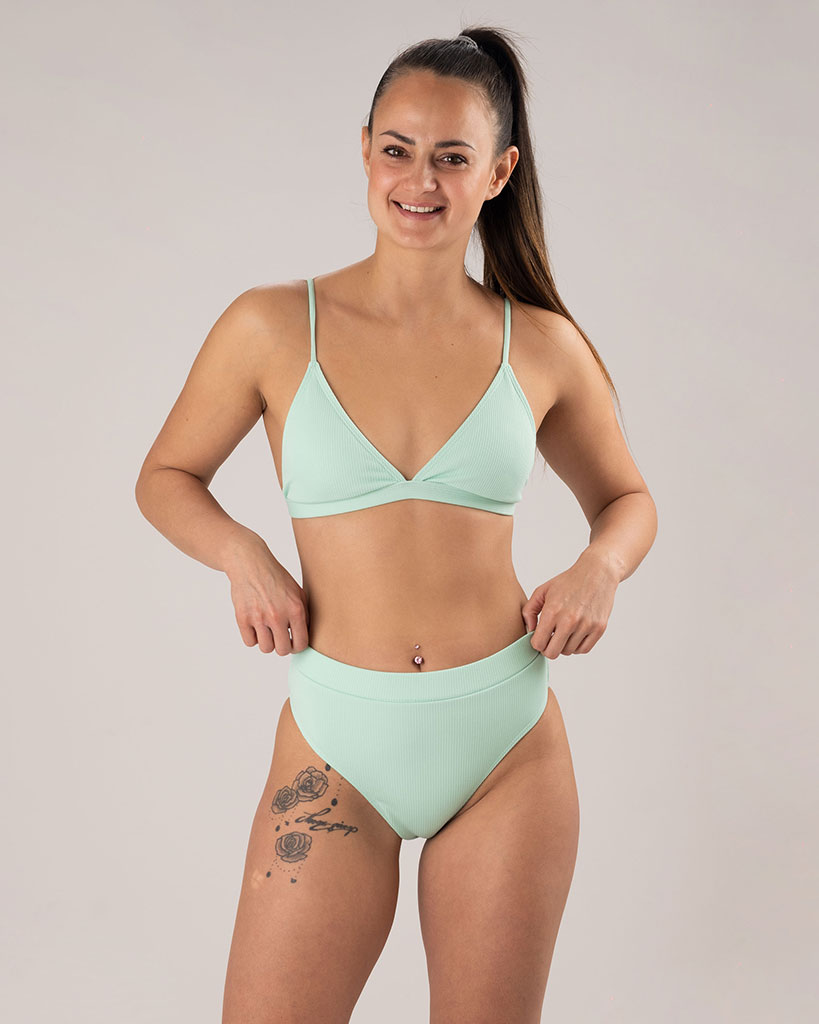 VEVAwear Malibu Bikini Sea Green – close-up detail