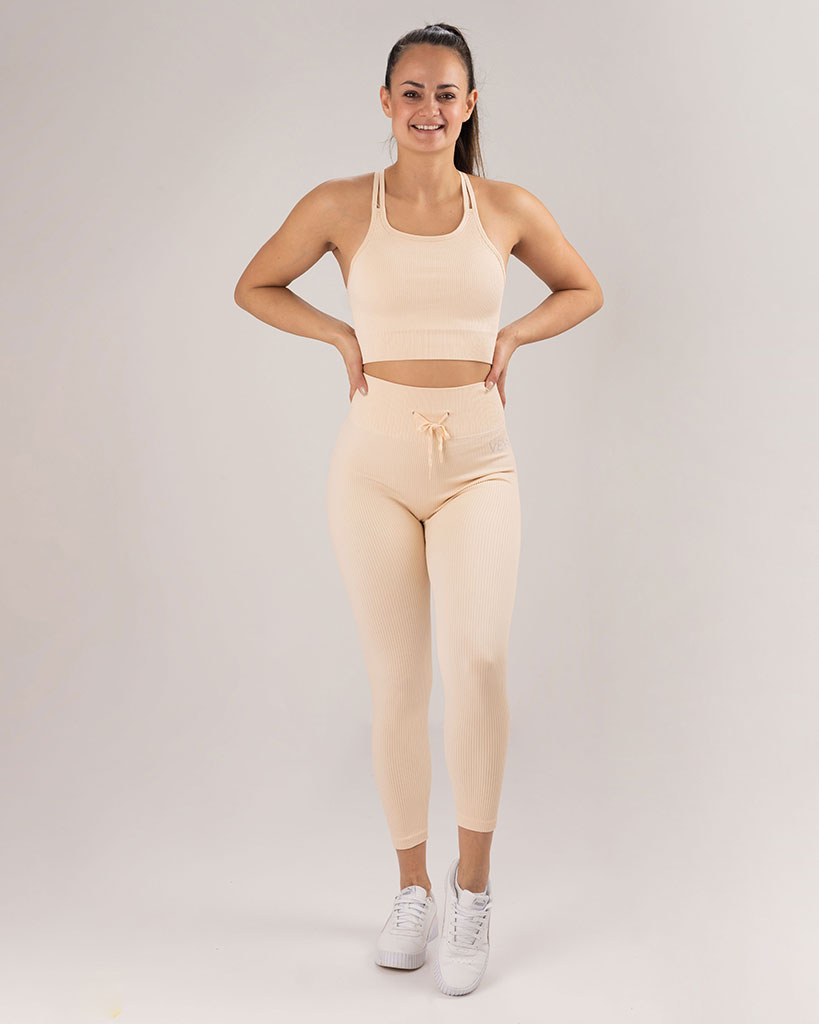 VEVAwear Luxe Ribbed Set Apricot Yellow – side view