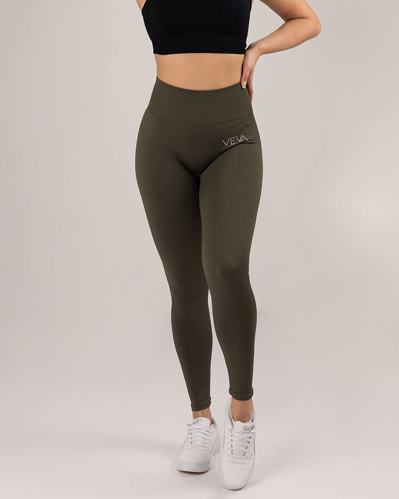 VEVAwear Comfort Leggings Olive Green – close-up detail