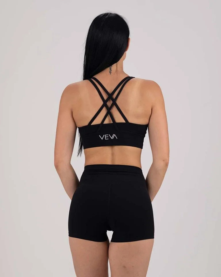 VEVAwear Feather Short Sports Bra Black – back view