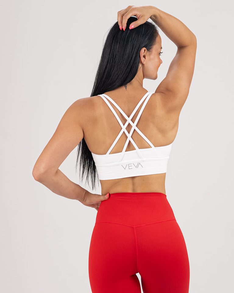 VEVAwear Feather Short Sports Bra White – front view