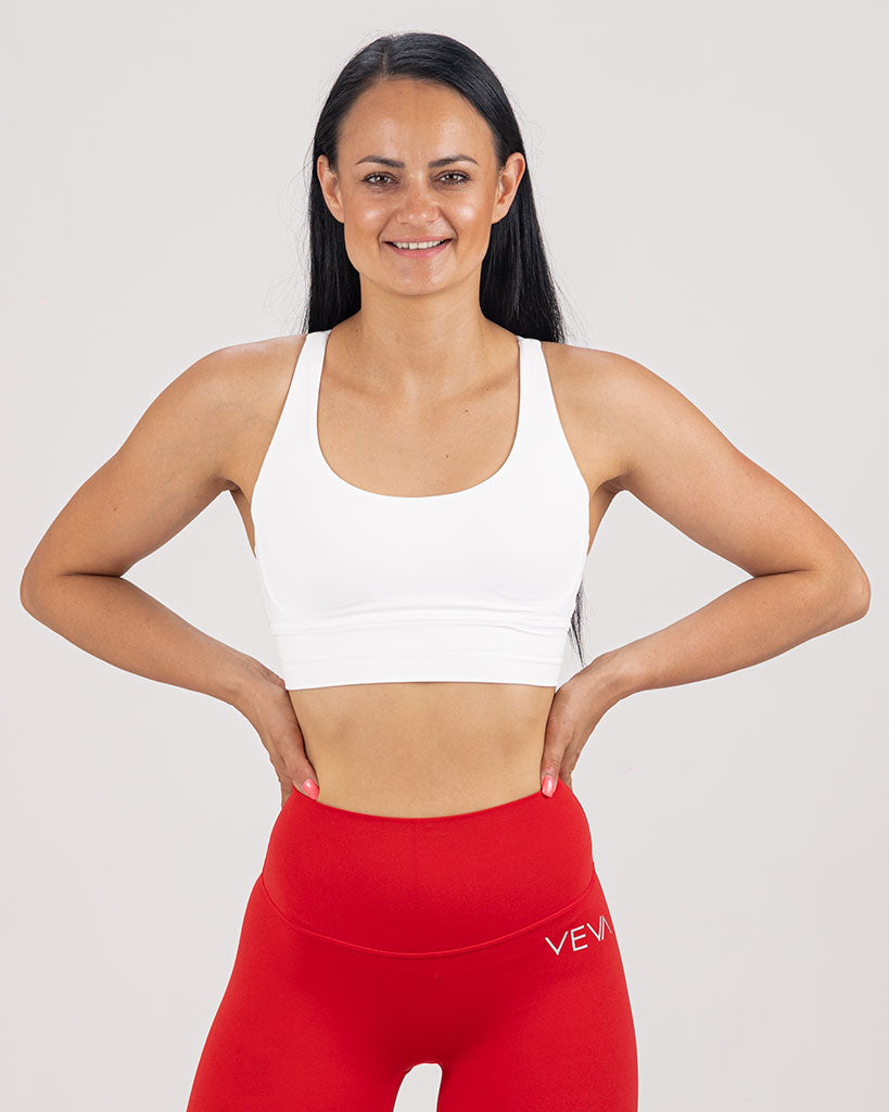 VEVAwear Feather Short Sports Bra White – side view