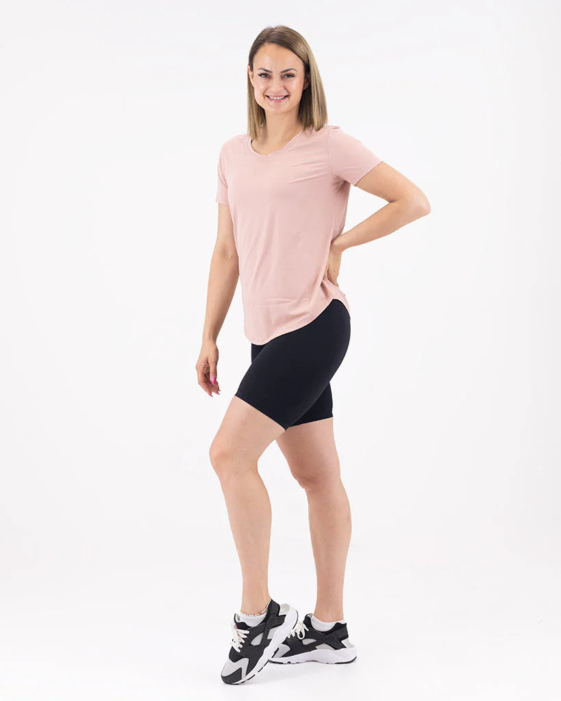 VEVAwear Feather T-shirt Powder Pink – side view
