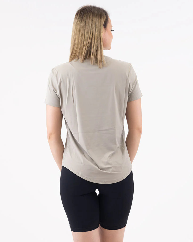 VEVAwear Feather T-shirt Taupe Beige – side view