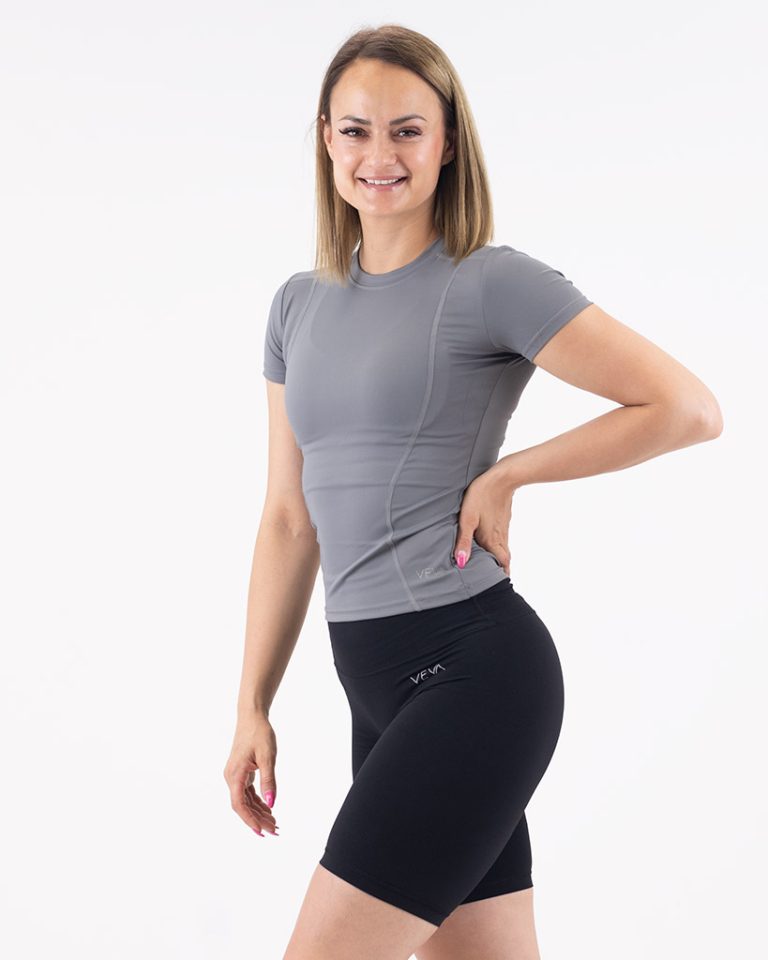 VEVAwear Feather Sports T-shirt Mountain Grey – close-up detail