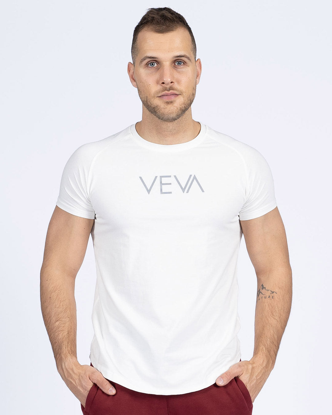 Ultra White Fit T-Shirt front view, VEVAwear men's fitted cotton tee