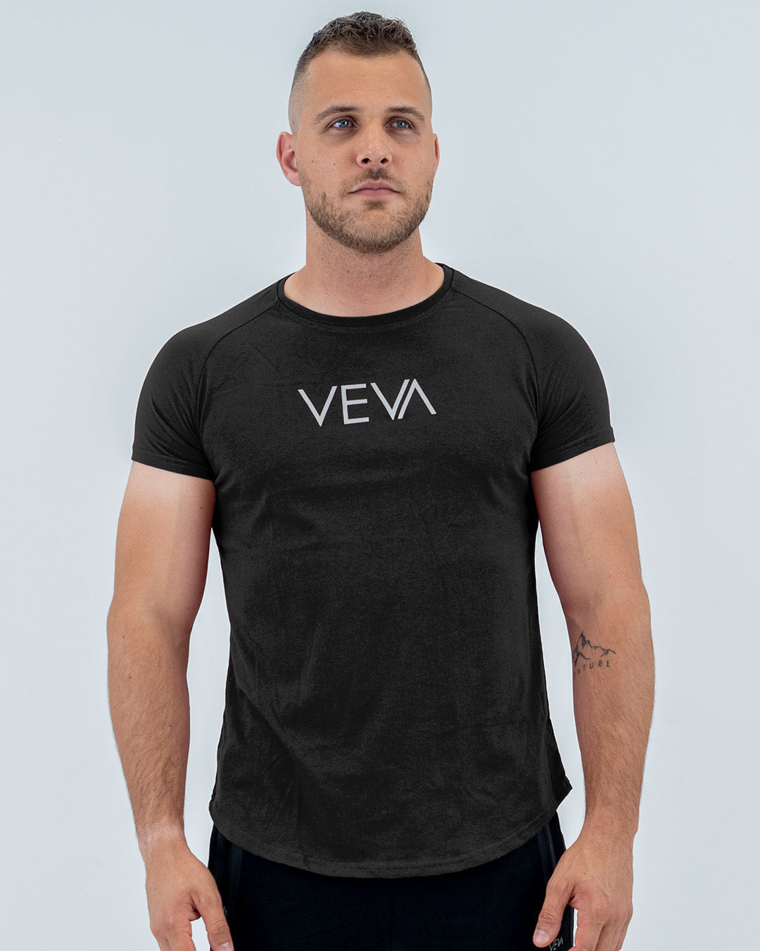 Graphite Grey Fit T-Shirt front view, VEVAwear men's fitted cotton tee