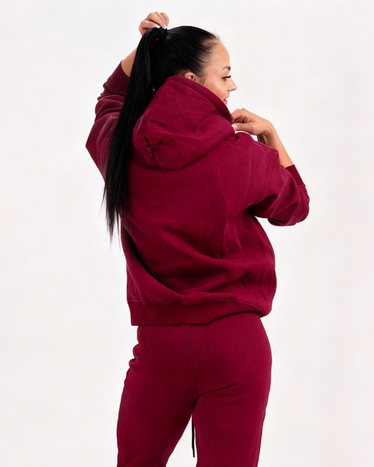 VEVAwear Soft Hoodie Wine Red – back view