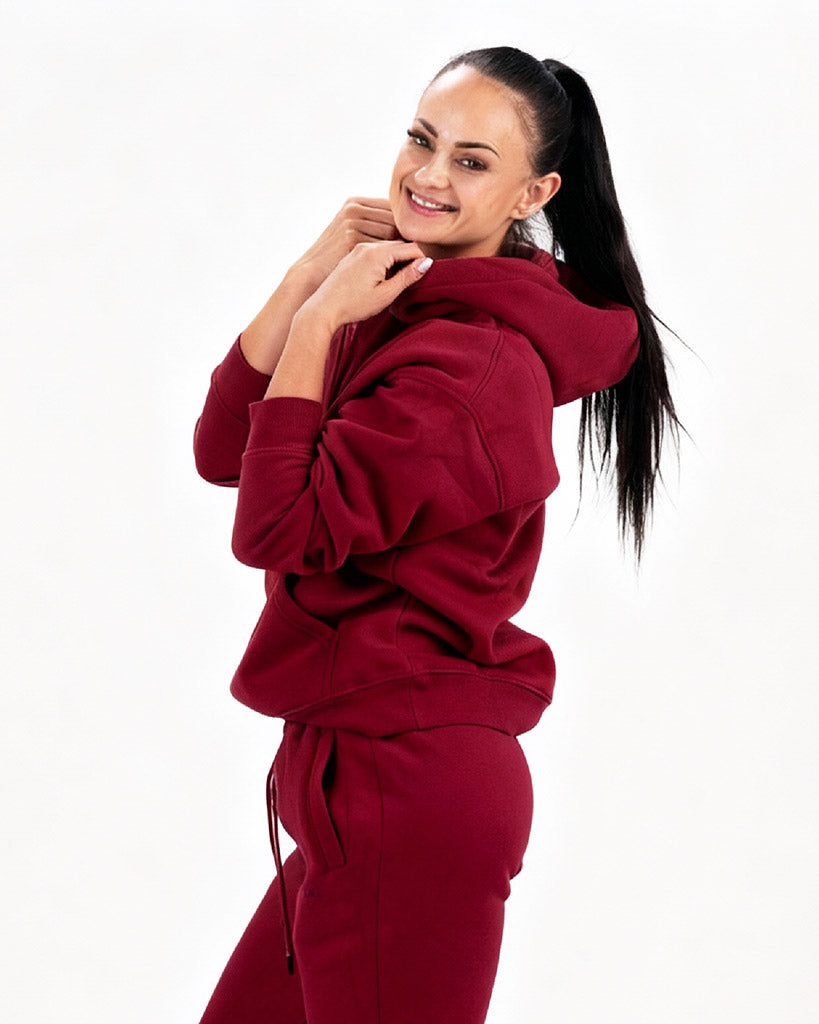 Soft Warm set in red, hoodie top from the Soft Warm collection