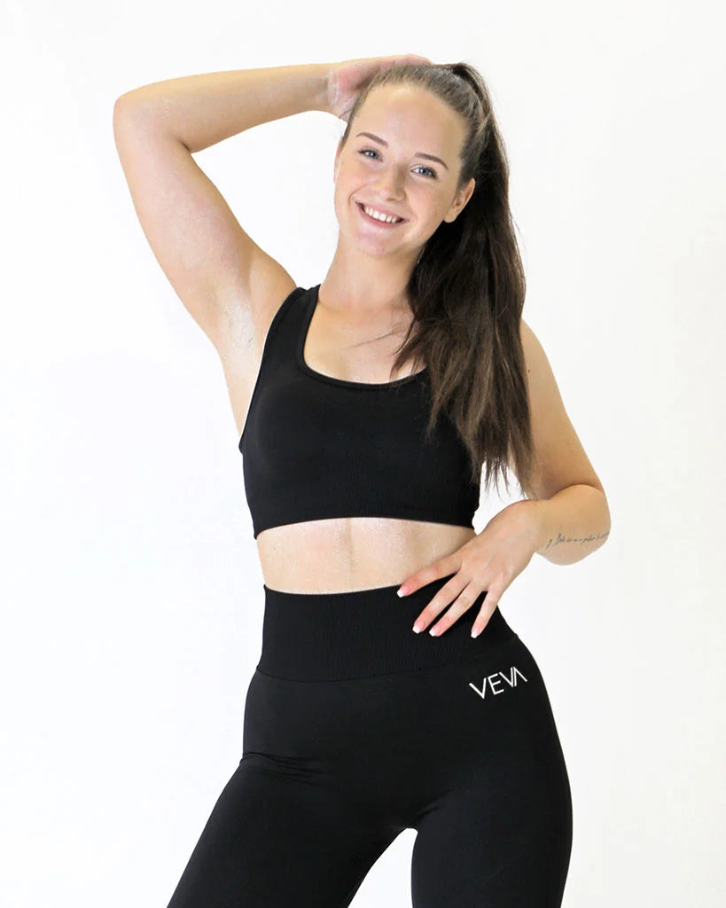 VEVAwear Confident Sports Bra Mighty Black – front view