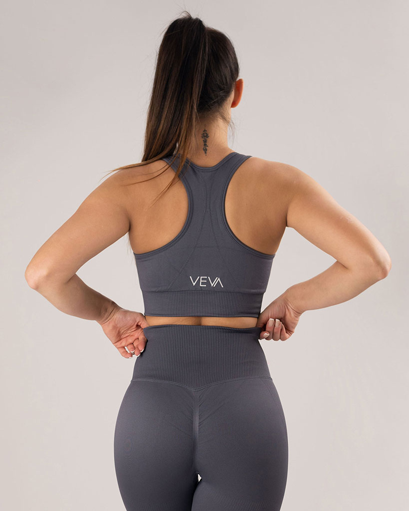 VEVAwear Confident Sports Bra Graphite Gray – back view