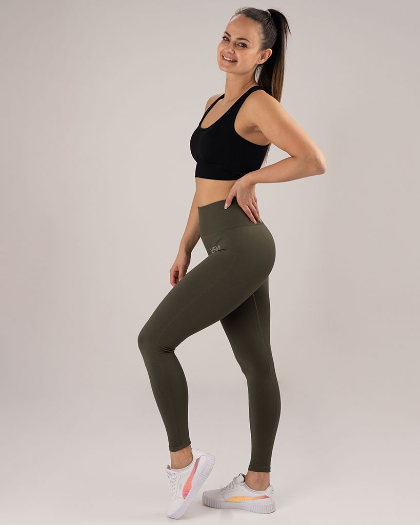 VEVAwear Comfort Leggings Olive Green – side view