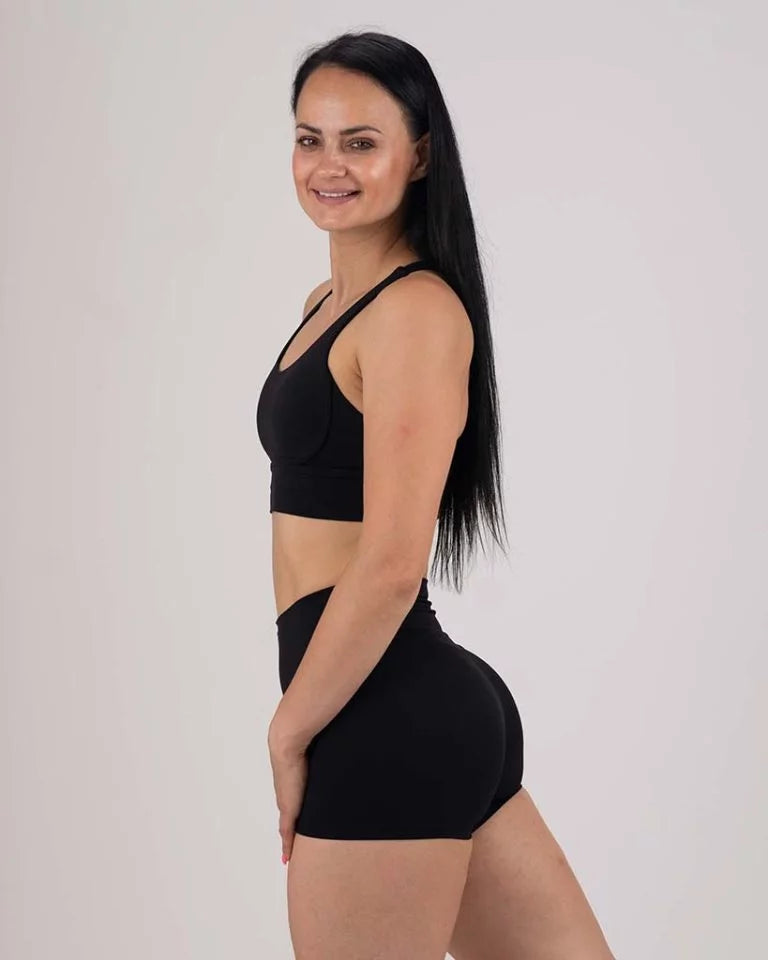 VEVAwear Feather Short Sports Bra Black – side view