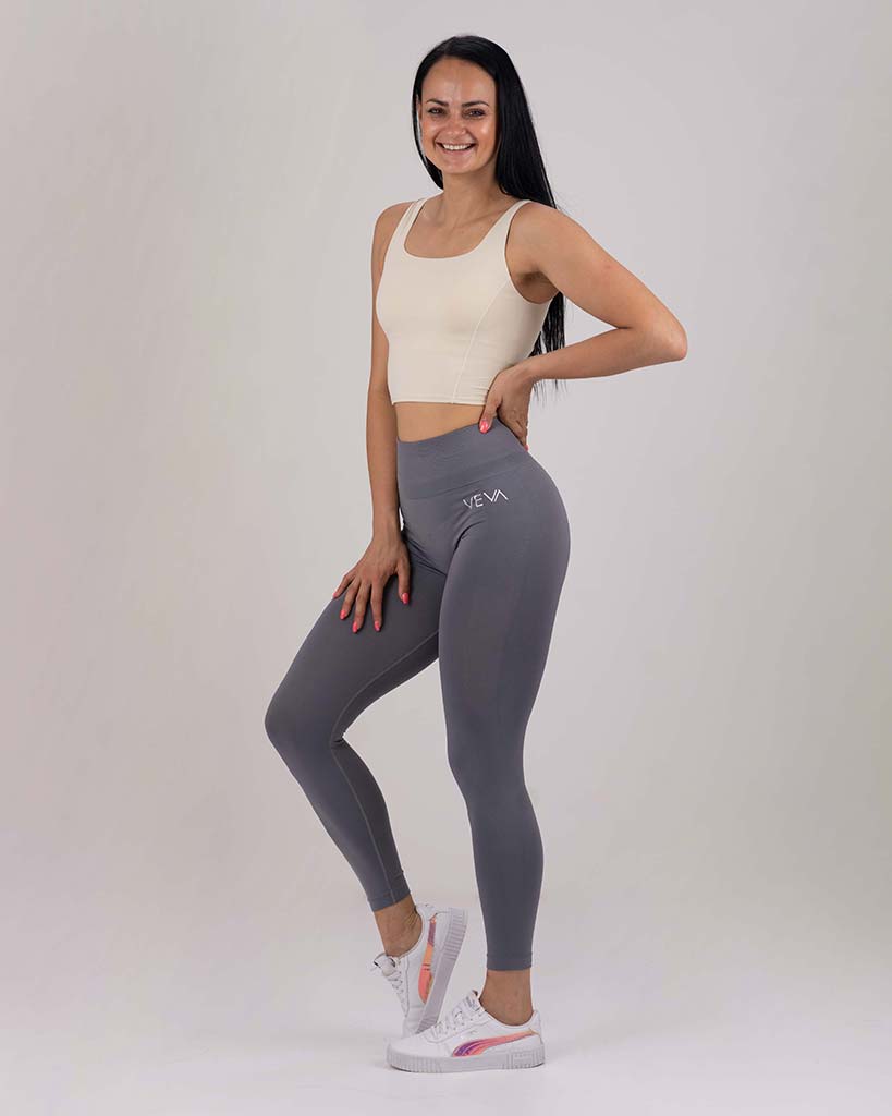 VEVAwear Feather Long Sports Bra White – side view