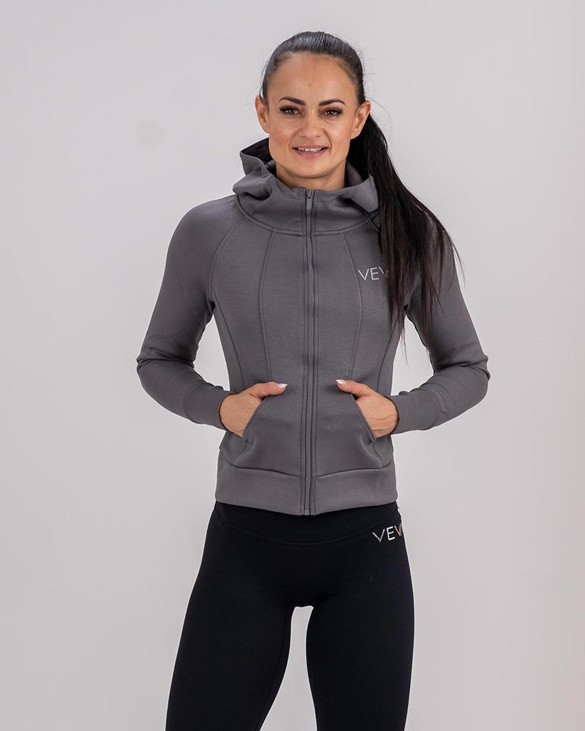 VEVAwear Motion Zip Jacket Graphite Gray – front view