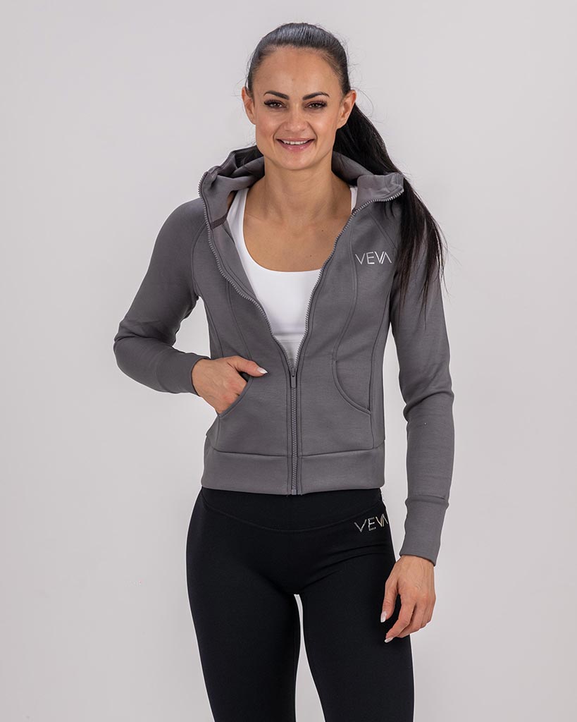 VEVAwear Motion Zip Jacket Graphite Gray – side view
