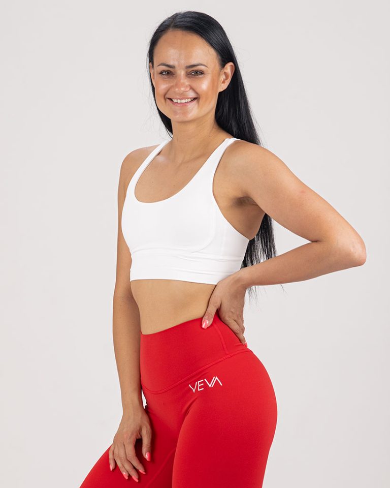 VEVAwear Feather Short Sports Bra White – back view