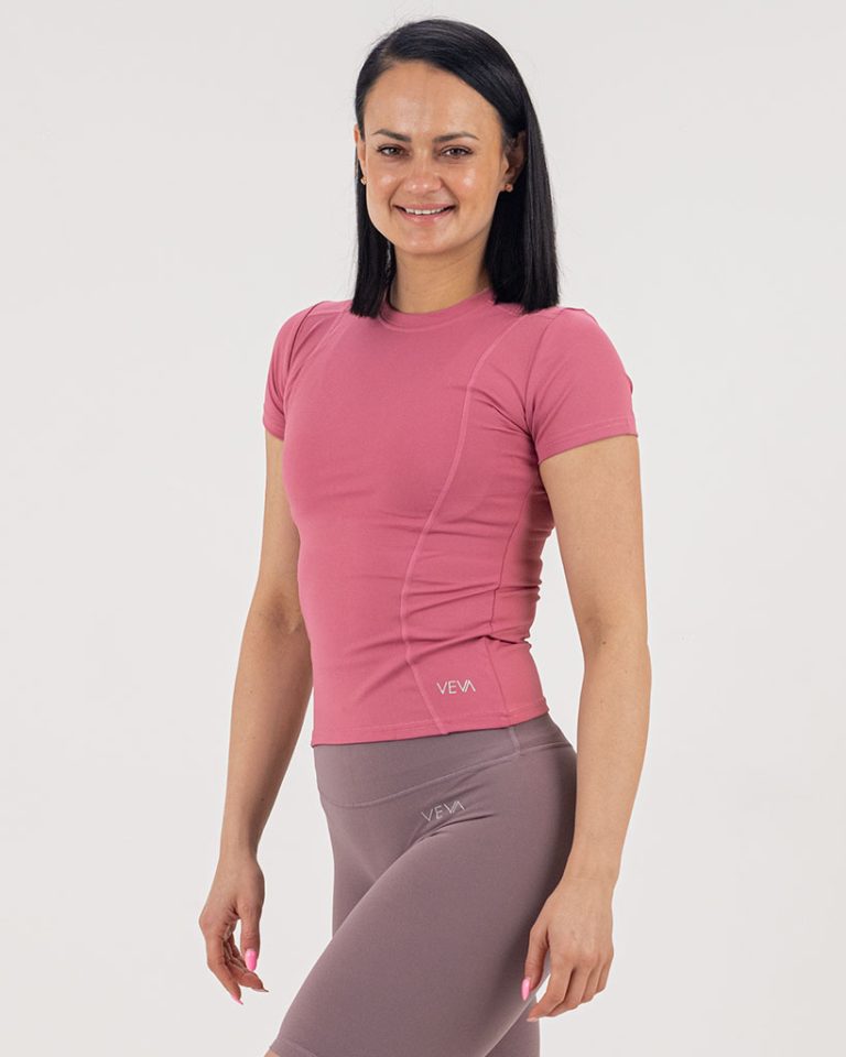 VEVAwear Feather Sports T-shirt Floral Pink – back view