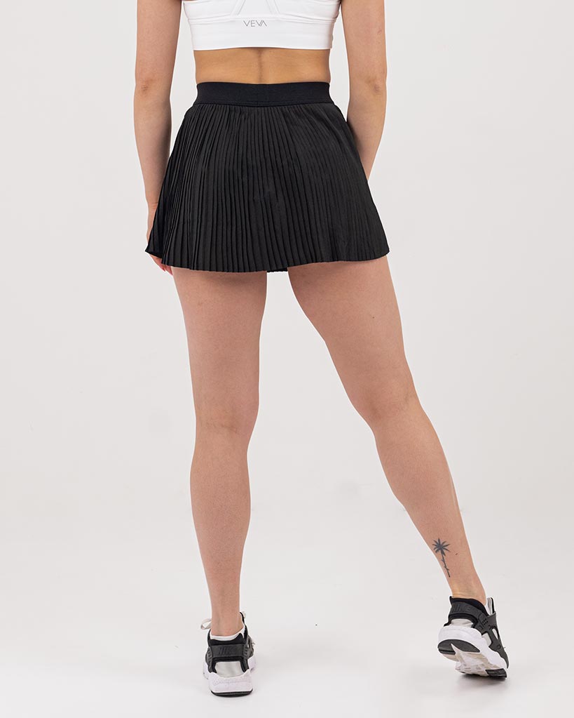 VEVAwear Casual Pleated Skirt Mighty Black – side view