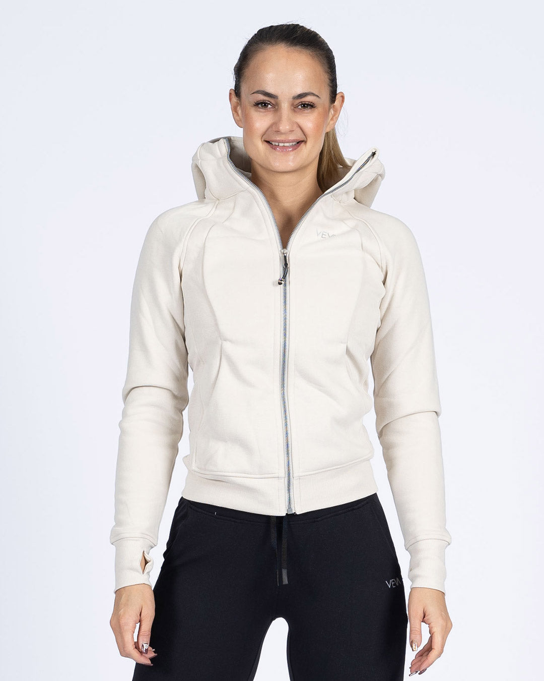 VEVAwear Motion Jacket Pearl White – front view