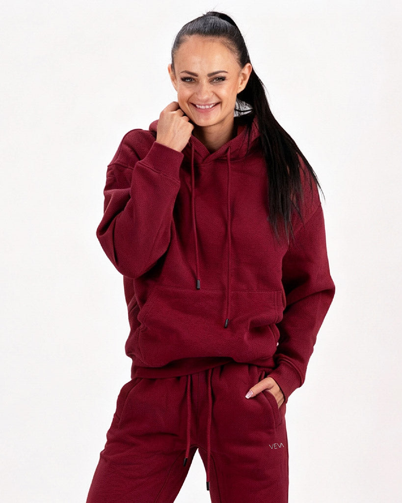 VEVAwear Soft Hoodie Wine Red – front view